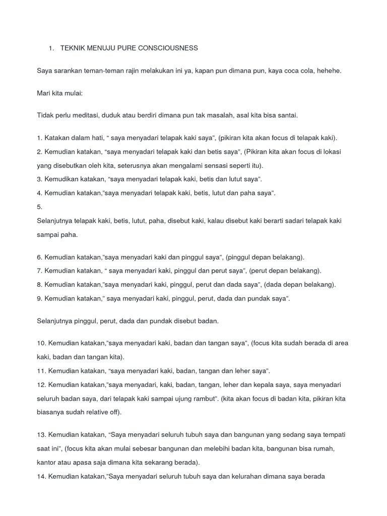 Teknik Mencapai Kesadaran Murni | PDF | Seni & Disiplin Bahasa | Sains ...