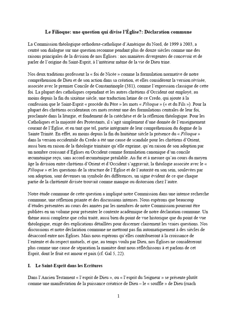 Le Filioque : Un Débat Théologique | PDF | Saint-Esprit | Pape
