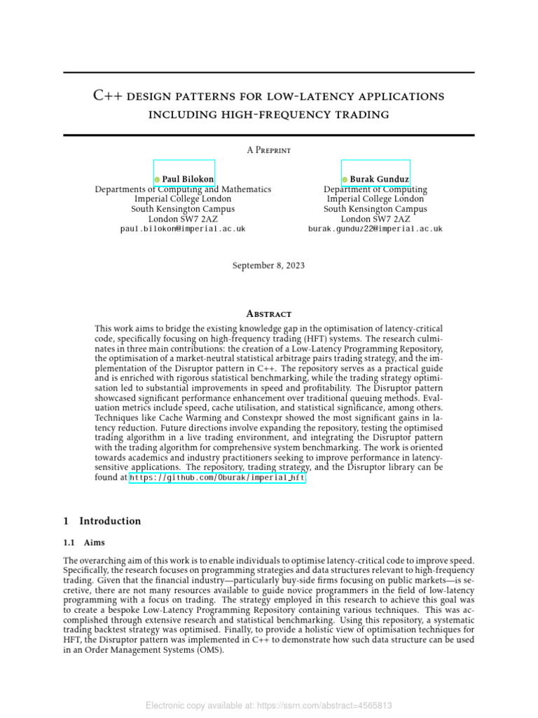 C++ Patterns for Low-Latency Trading | PDF | High Frequency Trading ...