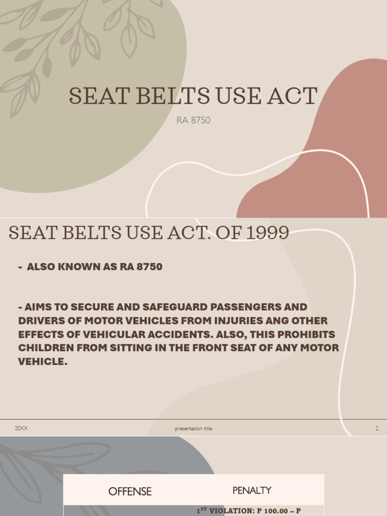 Seat Belts Use Act Reporter Rich Ashley Pineda PDF