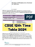 CBSE Date Sheet 2024 Class 12 PDF @cbse - Nic.in Download CBSE 12th Exam Time Table Soon