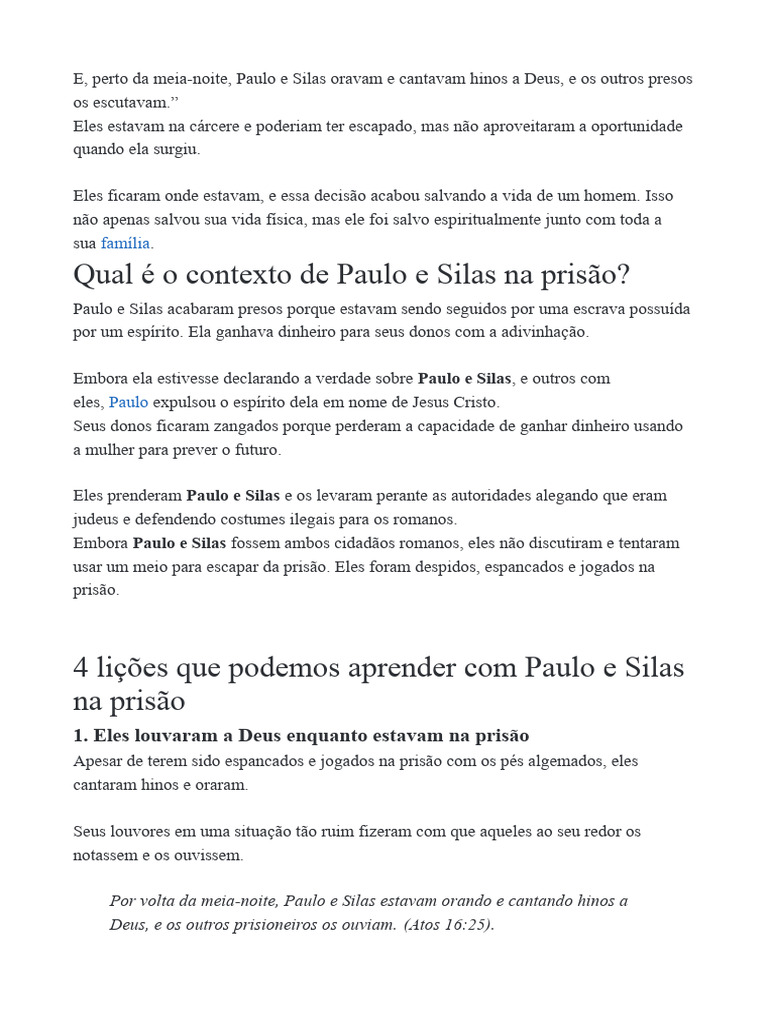 Pregação Paulo e Silas | PDF
