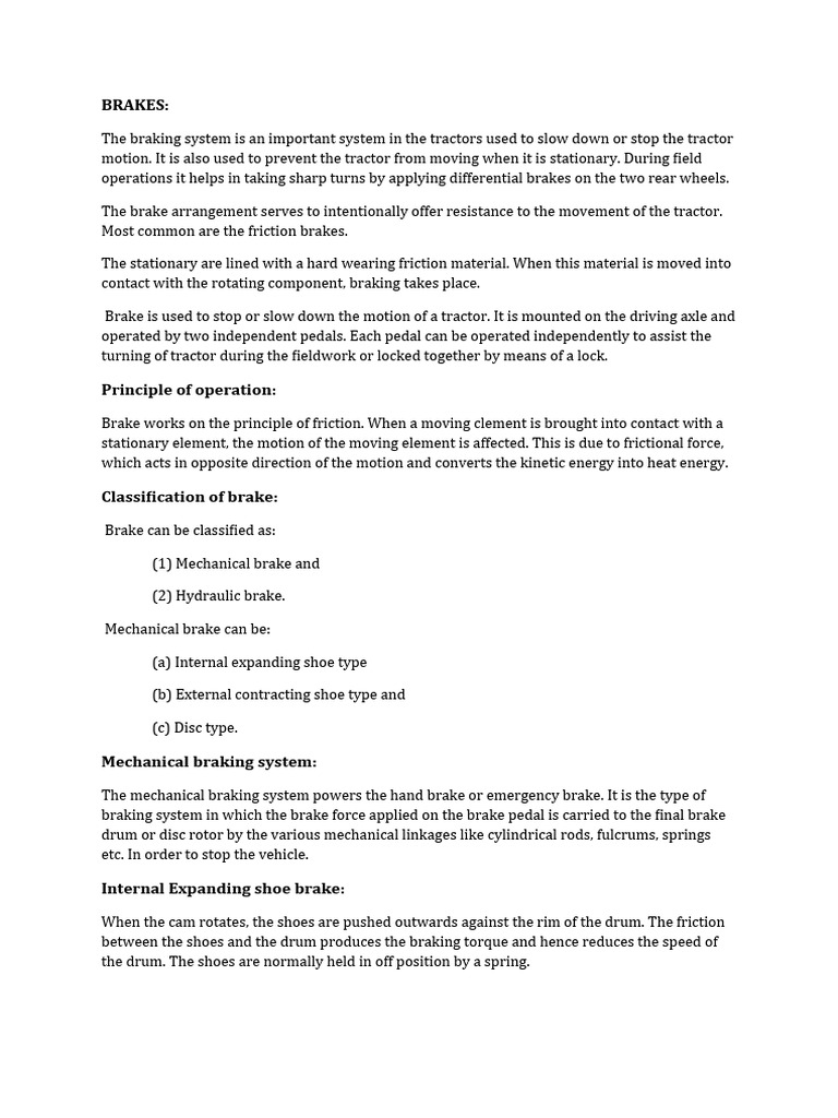 Different Types of Brakes PDF Brake Vehicle Parts