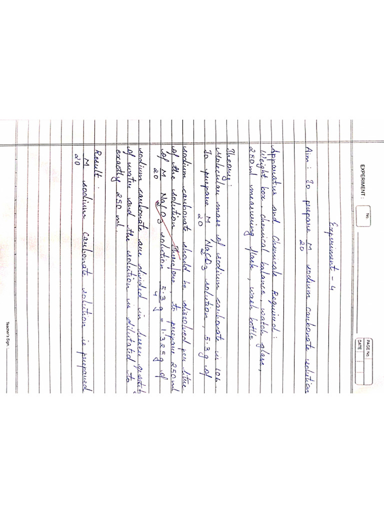 Experiment 4 and 5, Titration, Class XI PDF