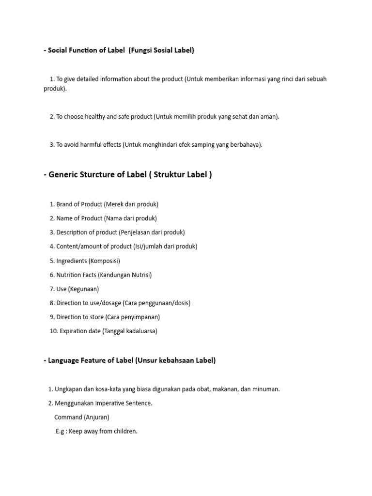 Fungsi Sosial dan Struktur Label | PDF