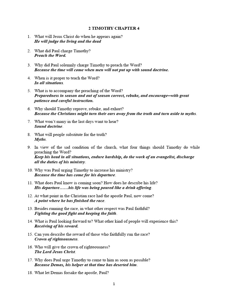 2 Timothy Chapter 4 Pdf Paul The Apostle Jesus