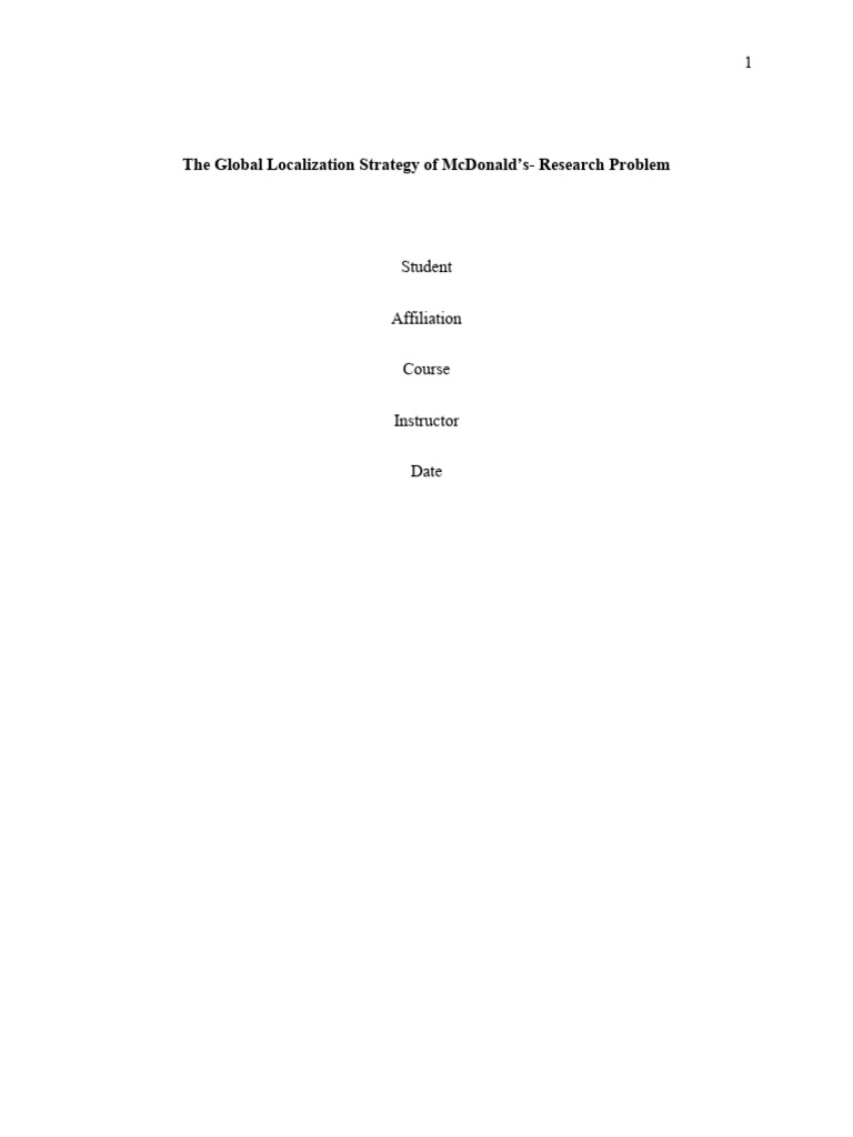 McDonald's Global Localization Strategy | PDF | Mc Donald's | Fast Food