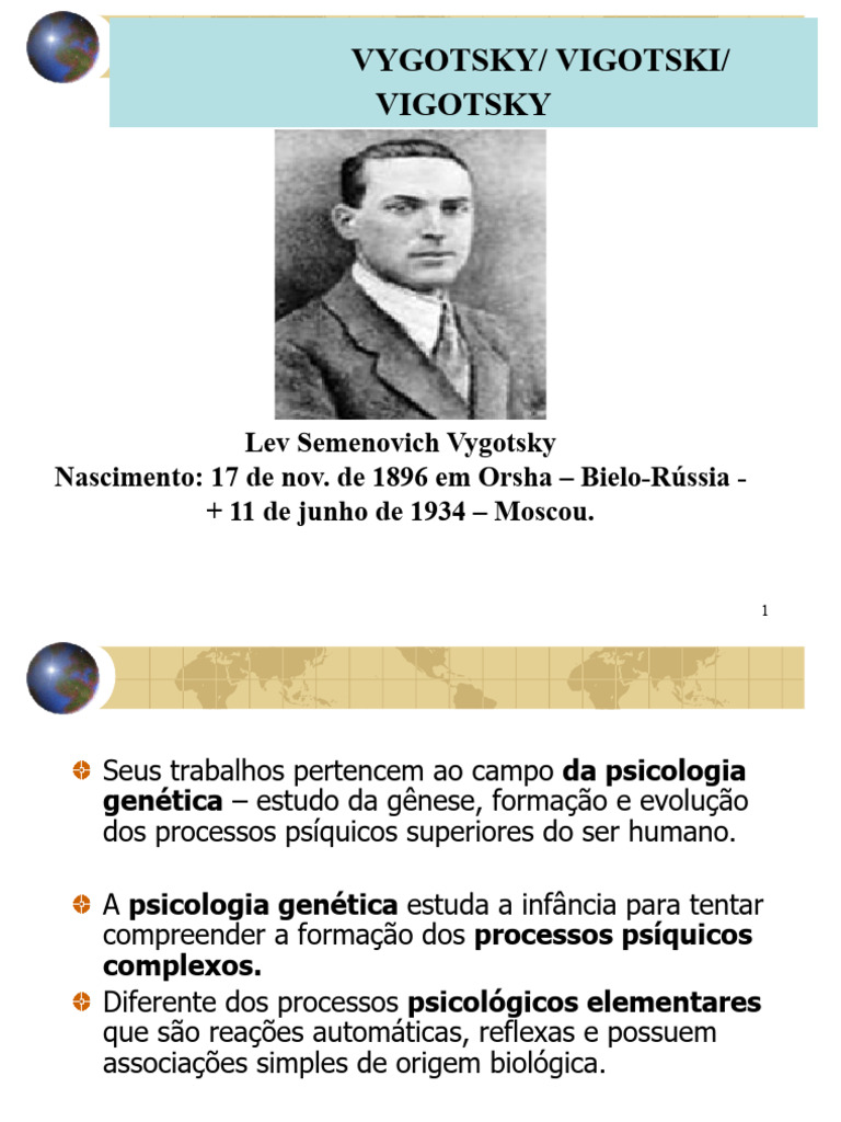 Aula 12 - Vygotsky | PDF | Psicologia | Humano