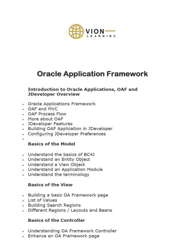 Oracle Applicaton Framework - Updated | PDF