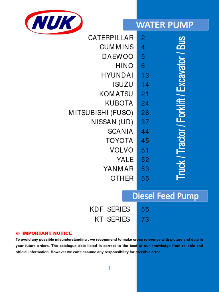 Water Pump Catalogue For Truck (2016) PDF Motor Vehicle Motor