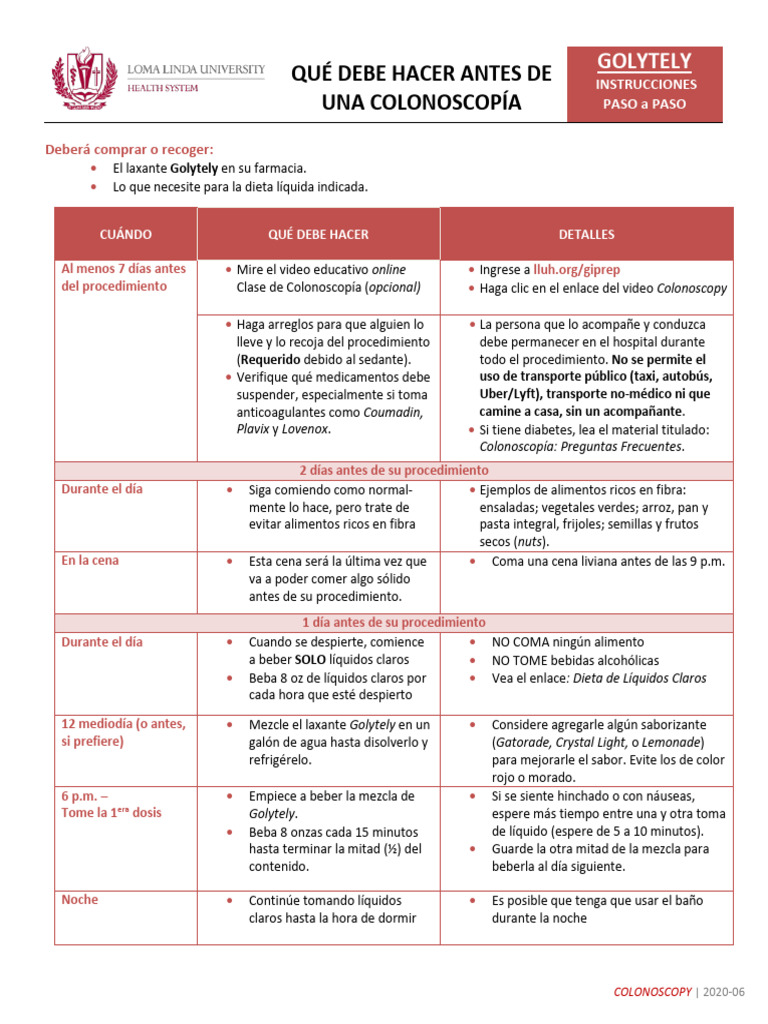 Colon Golytely Spanish | PDF | Cáncer colonrectal | Diabetes