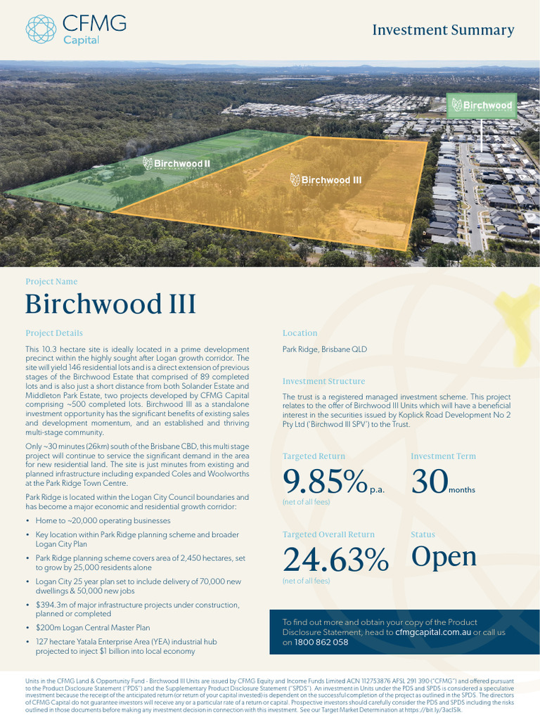 Birchwood III Investment Summary OPEN PDF Investing Money