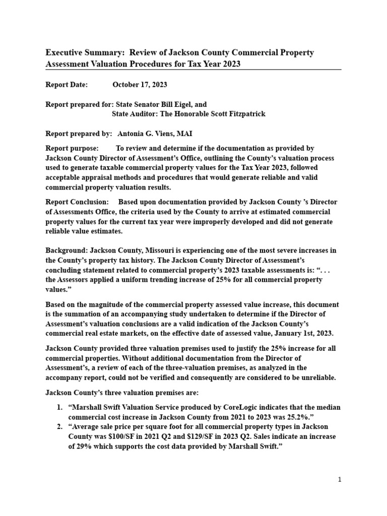 Research Report Jackson County Commercial Property Assessment For Tax