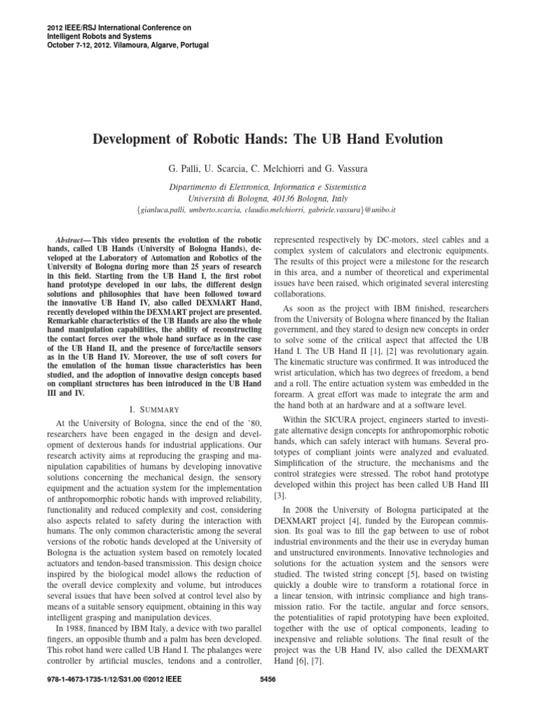 Evolution of UB Robotic Hands | PDF | Hand | Robotics