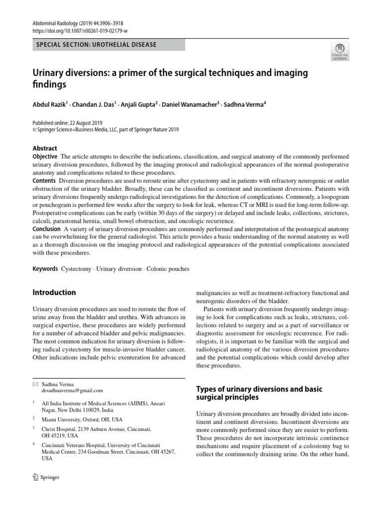 Urinary Diversions A Primer of The Surgical Techniques and Imaging