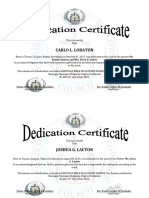 Dedication Certificate