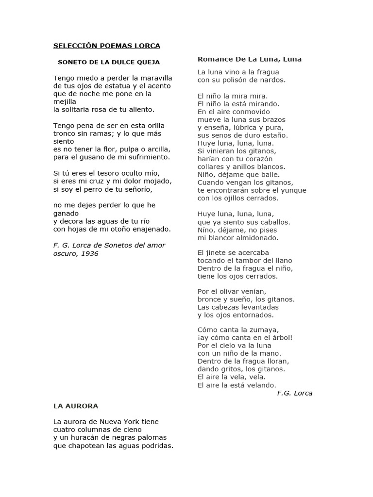 Seleccion Poemas Lorca | PDF