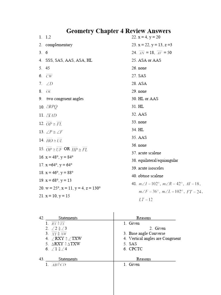 Geometry Chapter 4 Review Solutions | PDF | Polytopes | Geometric Shapes