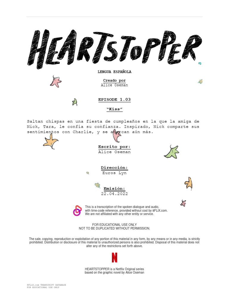 Heartstopper Episode 1.03 Transcript | PDF
