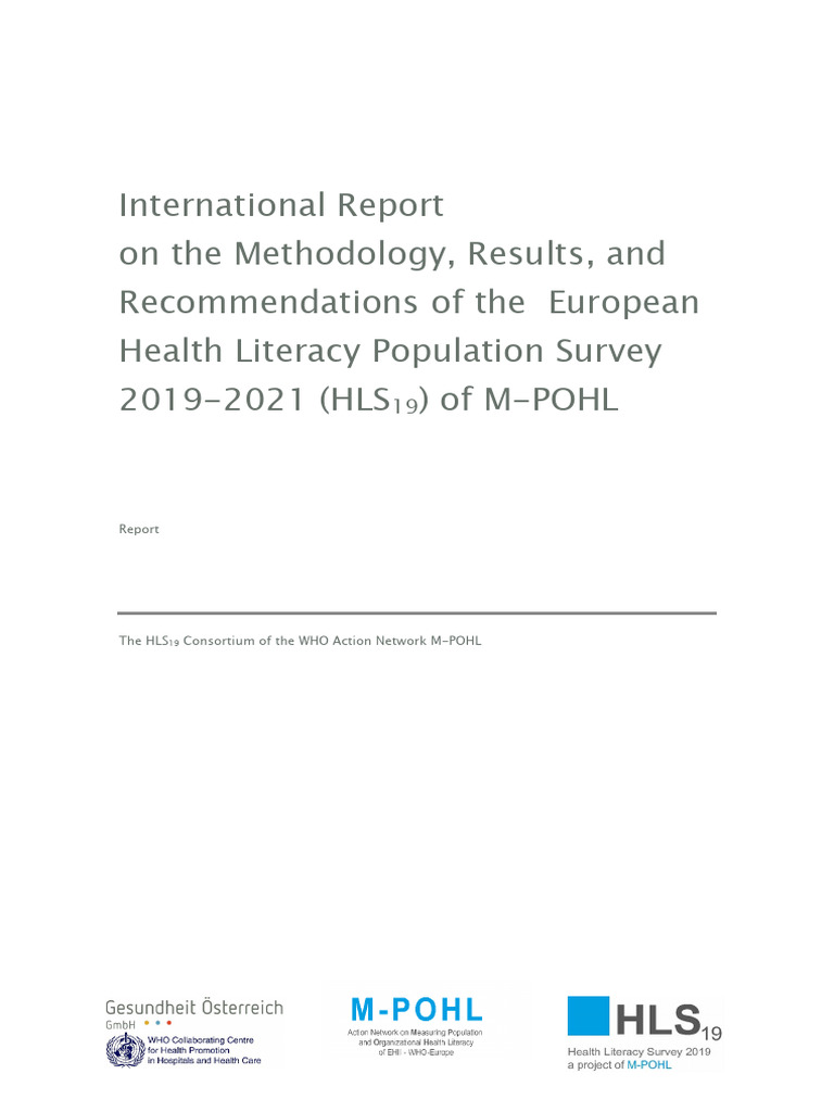 HLS19 International Report | PDF | Literacy | World Health Organization