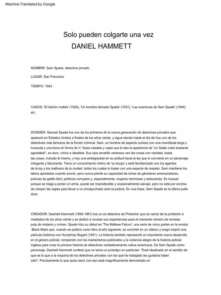 20 3 hammett dashiell sam spade they can only hang you once