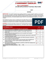 Skills Assessment Checklist: Module 4: Principles and Application of Tactical Field Care