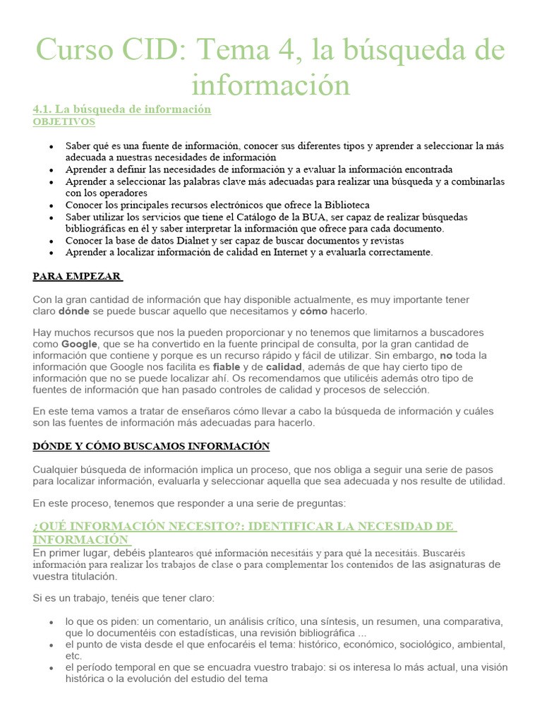 Curso Cid Tema 4 | PDF | Internet | Bases de datos