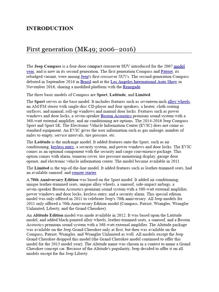 Automotive System Case Study Of Jeep Compass 6th Semester Automobile