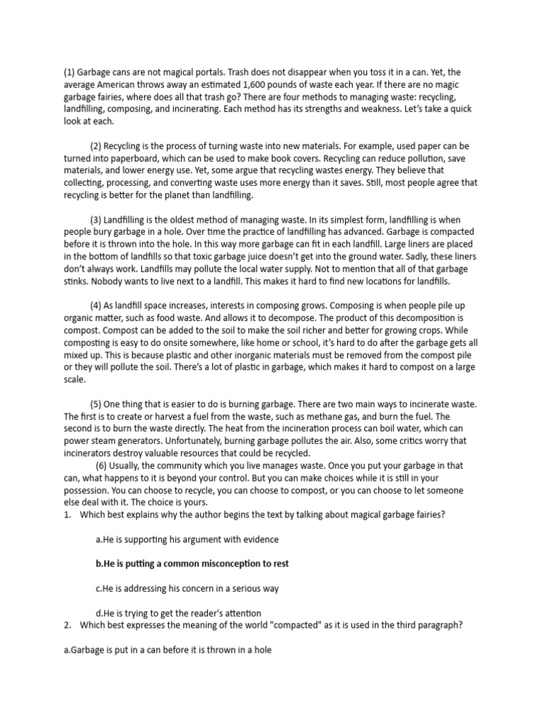 Answer PDF Municipal Solid Waste Waste