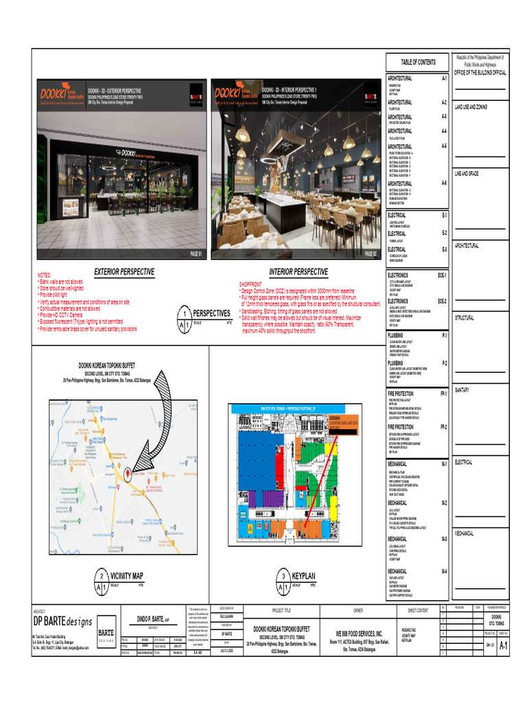 Dookki Korean Buffet Design Plans | PDF | Building Technology | Civil ...