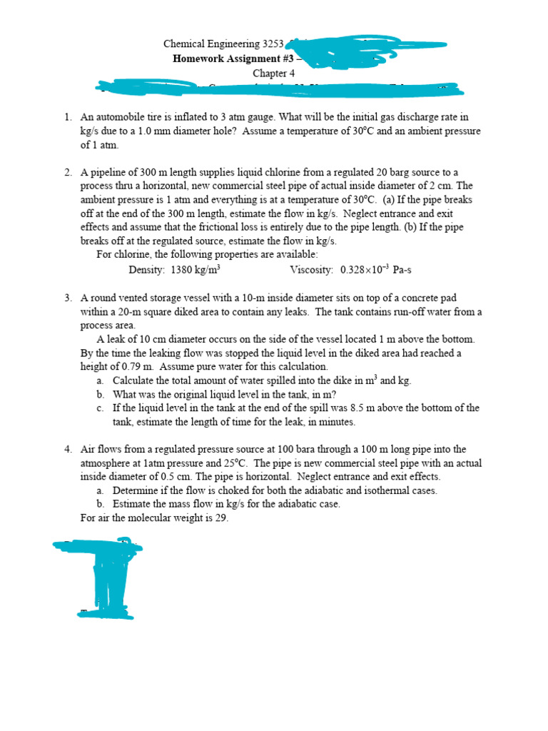 Chemical Engineering Homework #3 | PDF