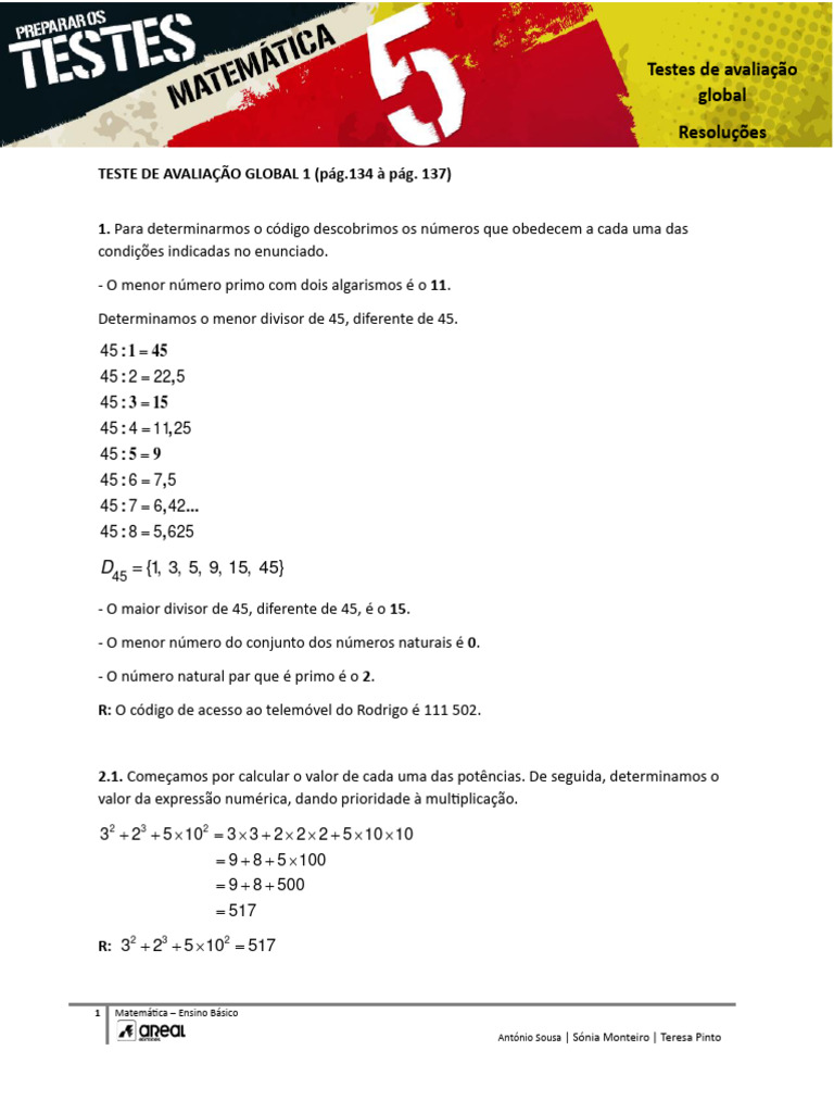 Testes de Matemática Básica: Resoluções | PDF | Triângulo | Geometria