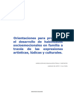 Orientaciones para Promover El Desarrollo de Habilidades Socioemocionales en Familia A Través de Las Expresiones Artísticas, Lúdicas y Culturales