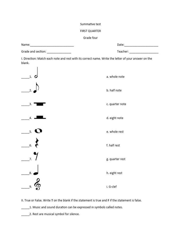 Grade 4 Music Summative Test Series | PDF | String Instruments ...