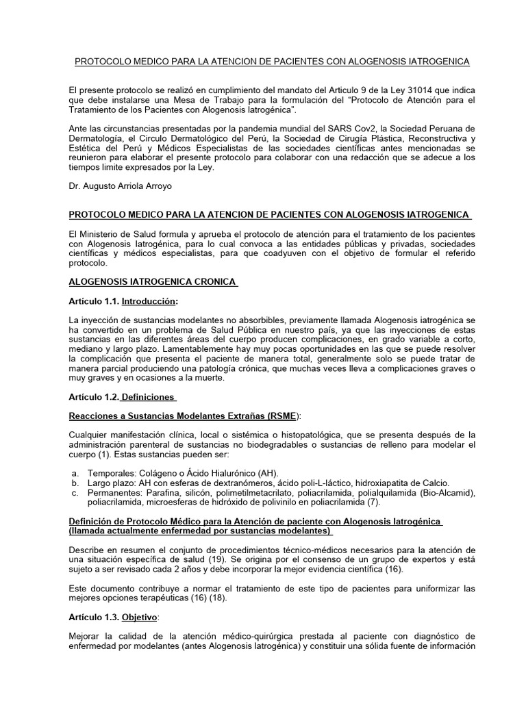 Protocolo Medico | PDF | Cirugía | Dermatología