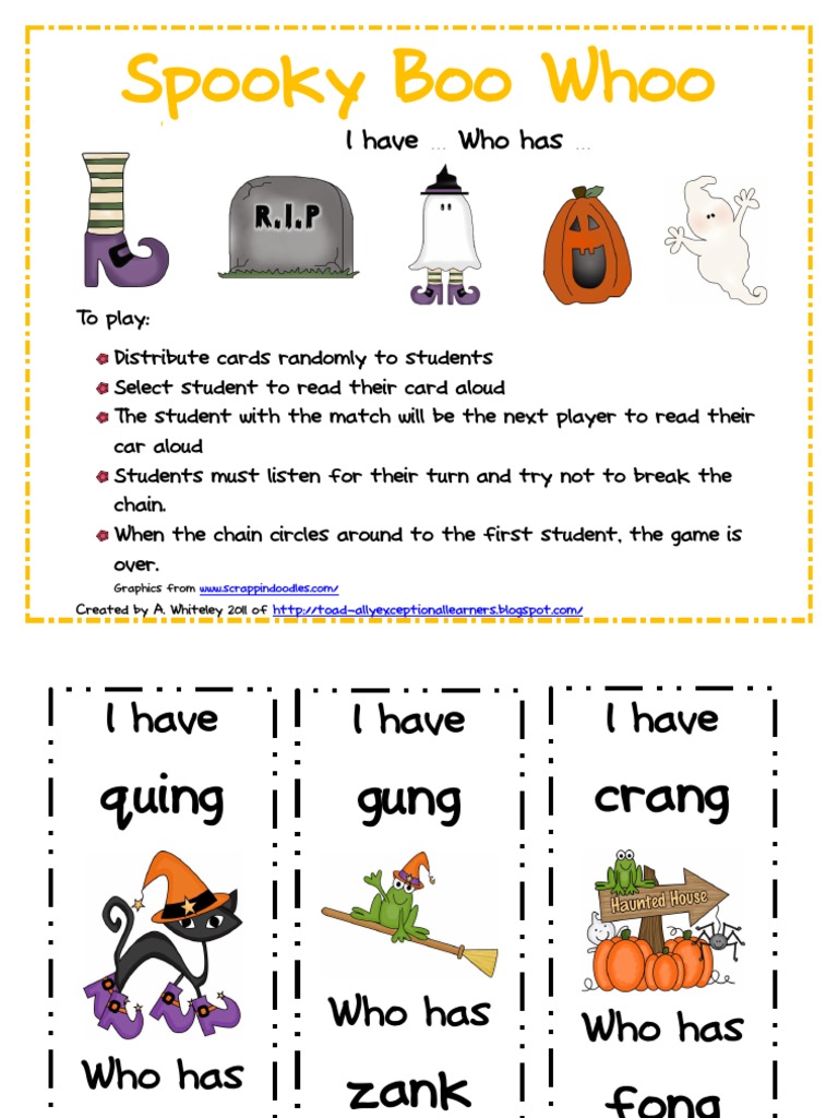 I Have Who Has Just Words Unit 3 Nonsense PDF