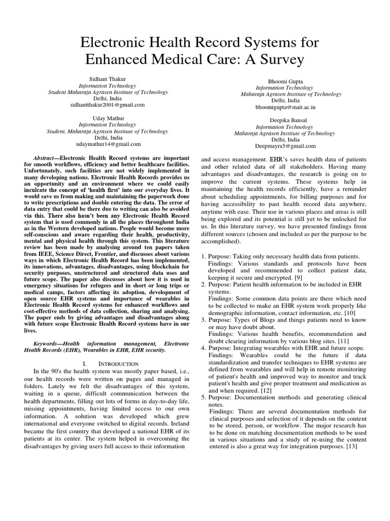 EHR - Ieee - 20122022 (1) - 1 | PDF | Electronic Health Record | Health ...