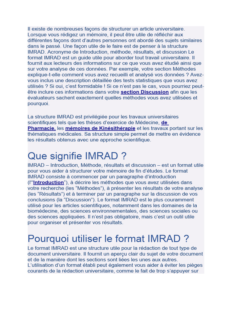 Guide sur la structure IMRAD | PDF