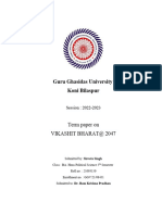 Guru Ghasidas University Koni Bilaspur: Term Paper On Vikashit Bharat@ 2047