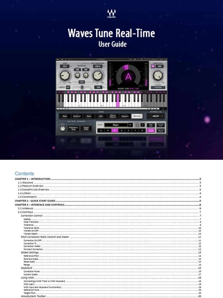 Waves Tune Real-Time User Guide | PDF | Pitch (Music) | Cent (Music)