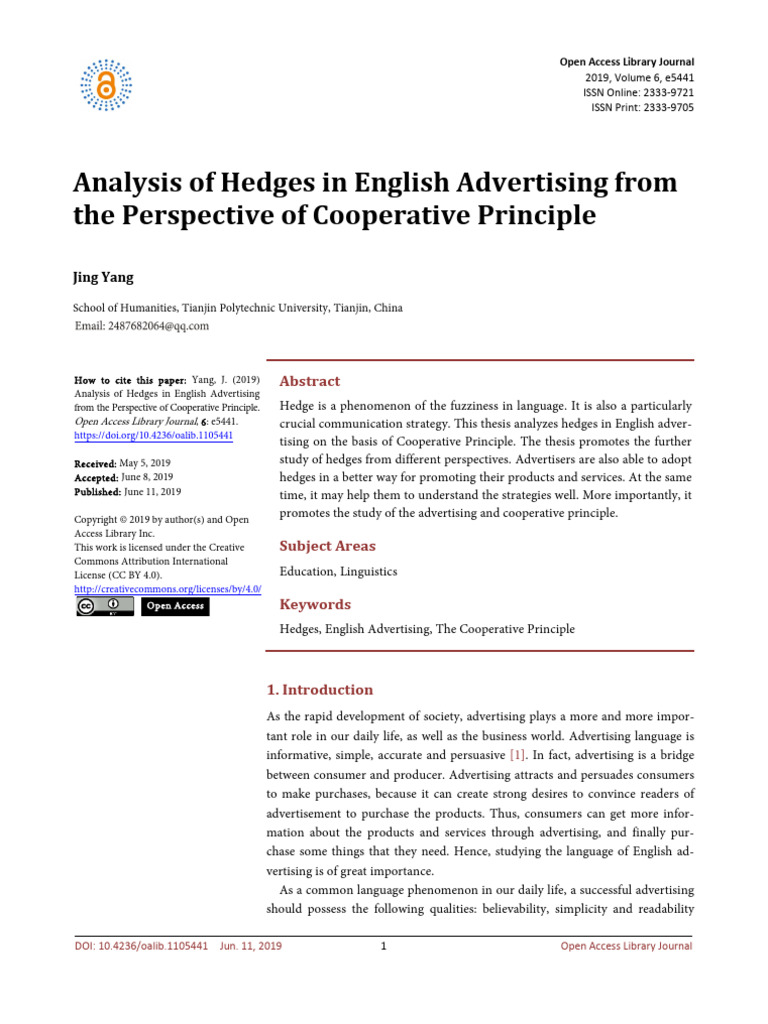 Hedges in English PDF Human Communication Linguistics