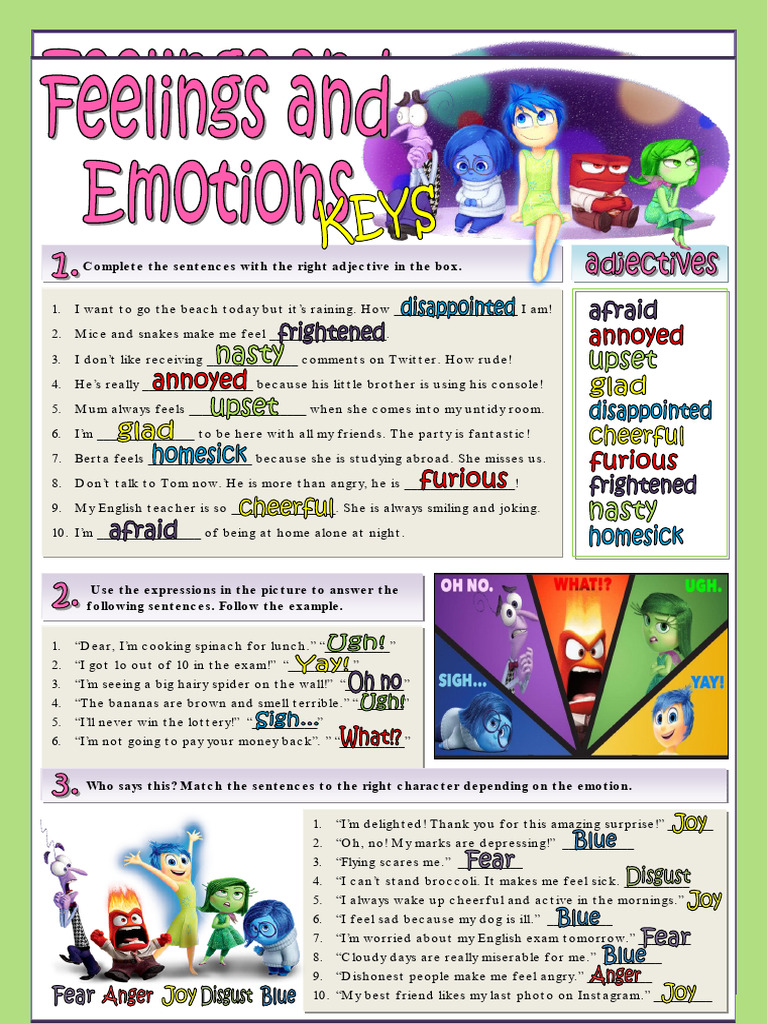 Emotions and Reactions Exercise | PDF