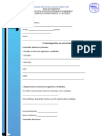 Prueba Diagnóstica de Matemáticas 4to A Grado