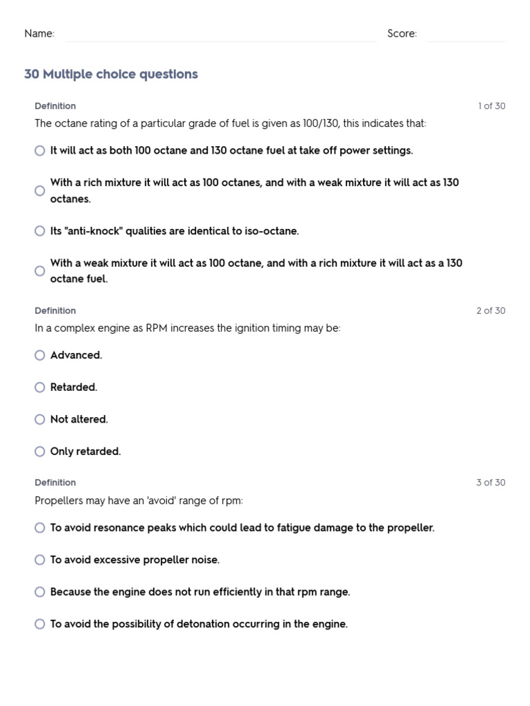 Test Oxford Questionnaires Reciprocating Engines Quizlet PDF