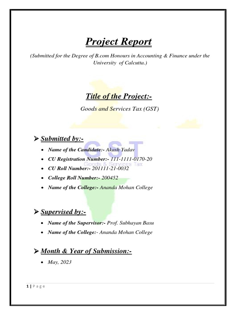 GST Project Report Akash Yadav | PDF | Value Added Tax | Taxes