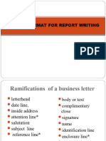 Letter Format of Report Writing