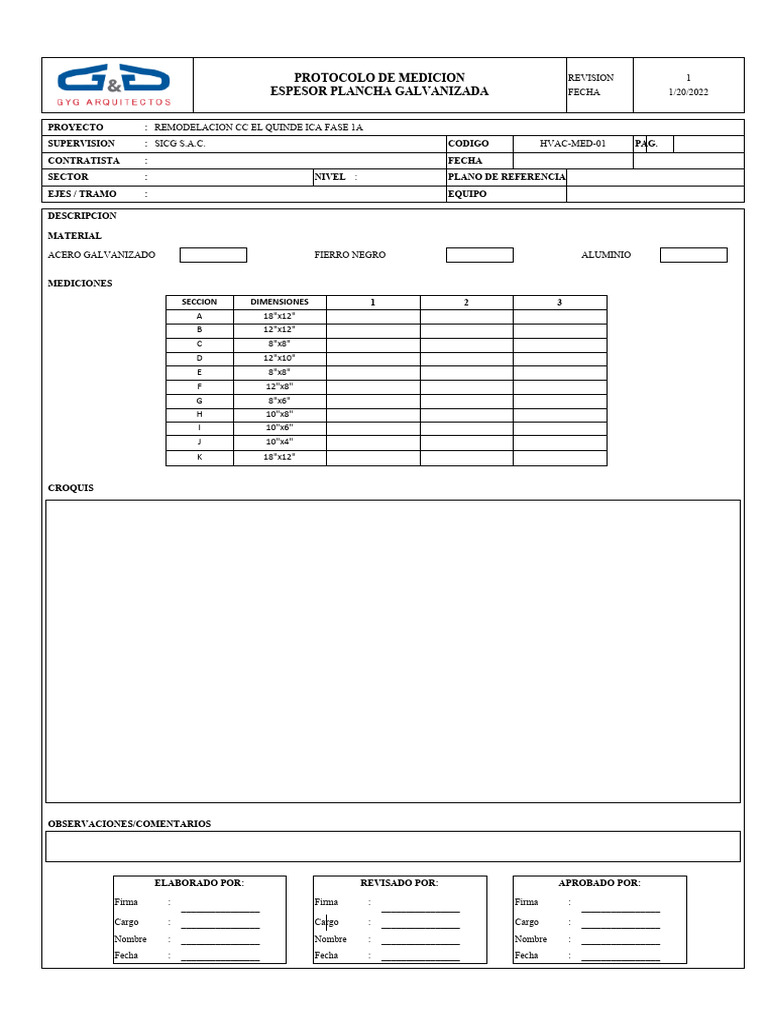 Protocolo de Medición HVAC El Quinde | PDF | Rieles | Materiales de ...