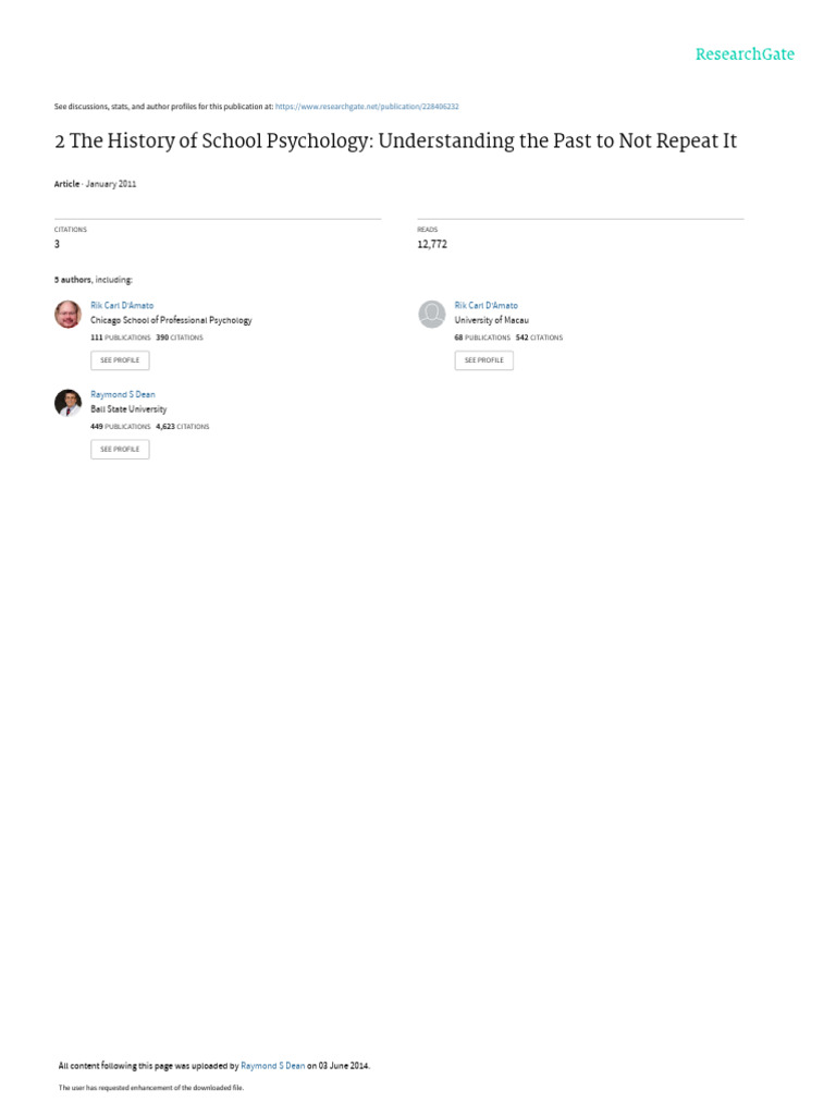 2 The History of School Psychology Understanding T PDF School