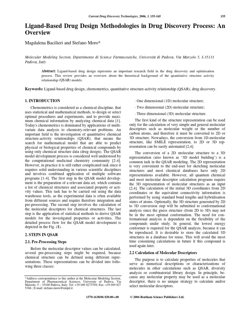 Bacilieri moro 2006 ligand based drug design methodologies in drug