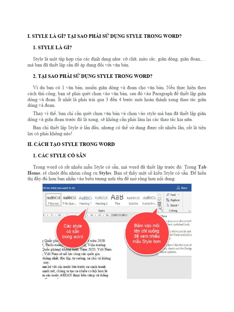 Style trong word pdf